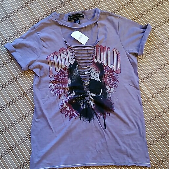 Polly & Esther Tops - NWT Forever Wild front laced t shirt